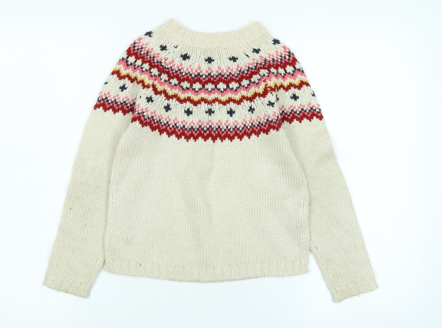abcd'R Girls Multicoloured Crew Neck Fair Isle Polyamide Pullover Jumper Size 9-10 Years