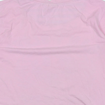Disney Womens Pink Solid Cotton Top Pyjama Top Size S - Logo - Cant Sleep -Wont sleep.