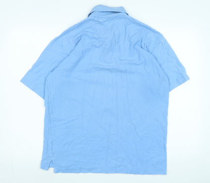 Greenwoods Mens Blue Cotton Polo Size M Collared - Logo