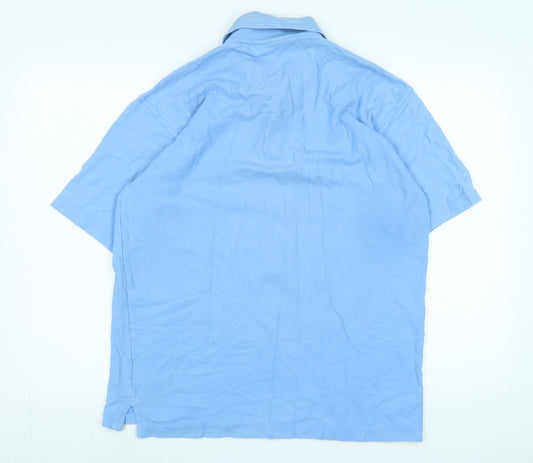 Greenwoods Mens Blue Cotton Polo Size M Collared - Logo