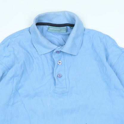 Greenwoods Mens Blue Cotton Polo Size M Collared - Logo