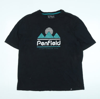 Penfield Mens Black Cotton T-Shirt Size XL Crew Neck - Logo