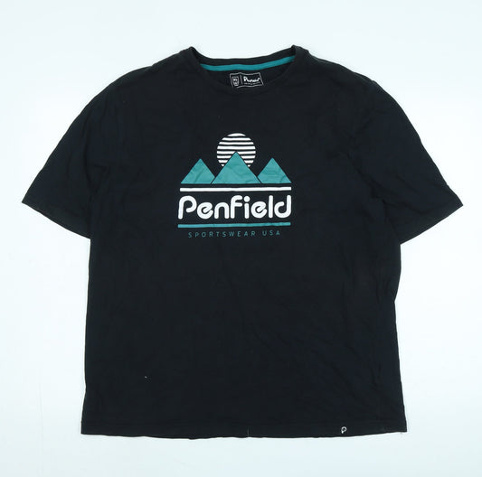 Penfield Mens Black Cotton T-Shirt Size XL Crew Neck - Logo