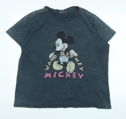 Womens UK Size 2XL Disney Grey Basic T-Shirt