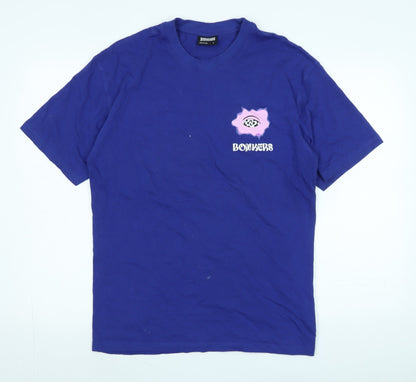 Bonkers Mens Purple Cotton T-Shirt Size S Crew Neck - Logo - Psychedelic Moods