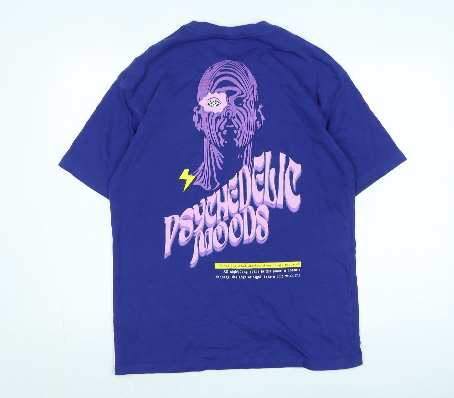 Bonkers Mens Purple Cotton T-Shirt Size S Crew Neck - Logo - Psychedelic Moods