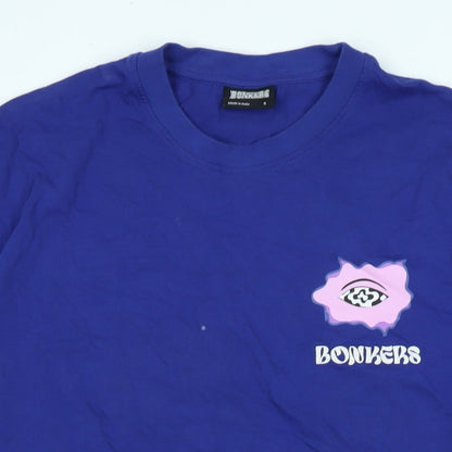 Bonkers Mens Purple Cotton T-Shirt Size S Crew Neck - Logo - Psychedelic Moods