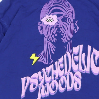 Bonkers Mens Purple Cotton T-Shirt Size S Crew Neck - Logo - Psychedelic Moods