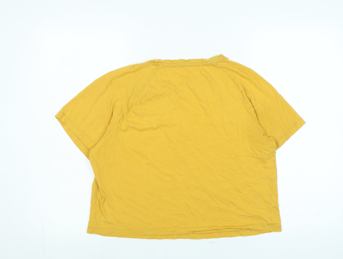 wonder love Womens Yellow Cotton Basic T-Shirt Size S Crew Neck - Logo- CHILL
