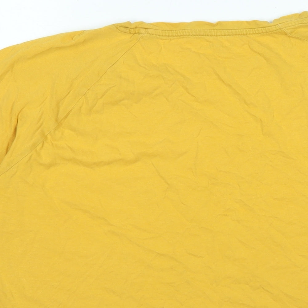 wonder love Womens Yellow Cotton Basic T-Shirt Size S Crew Neck - Logo- CHILL