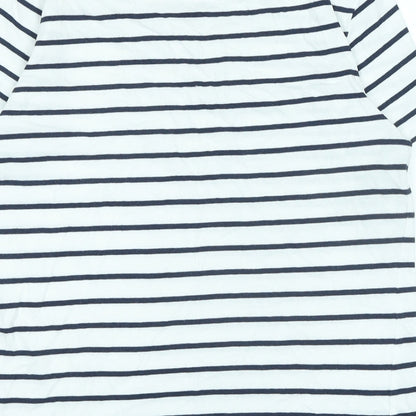 Crew Clothing Womens White Cotton Basic T-Shirt Size 8 Boat Neck - Logo