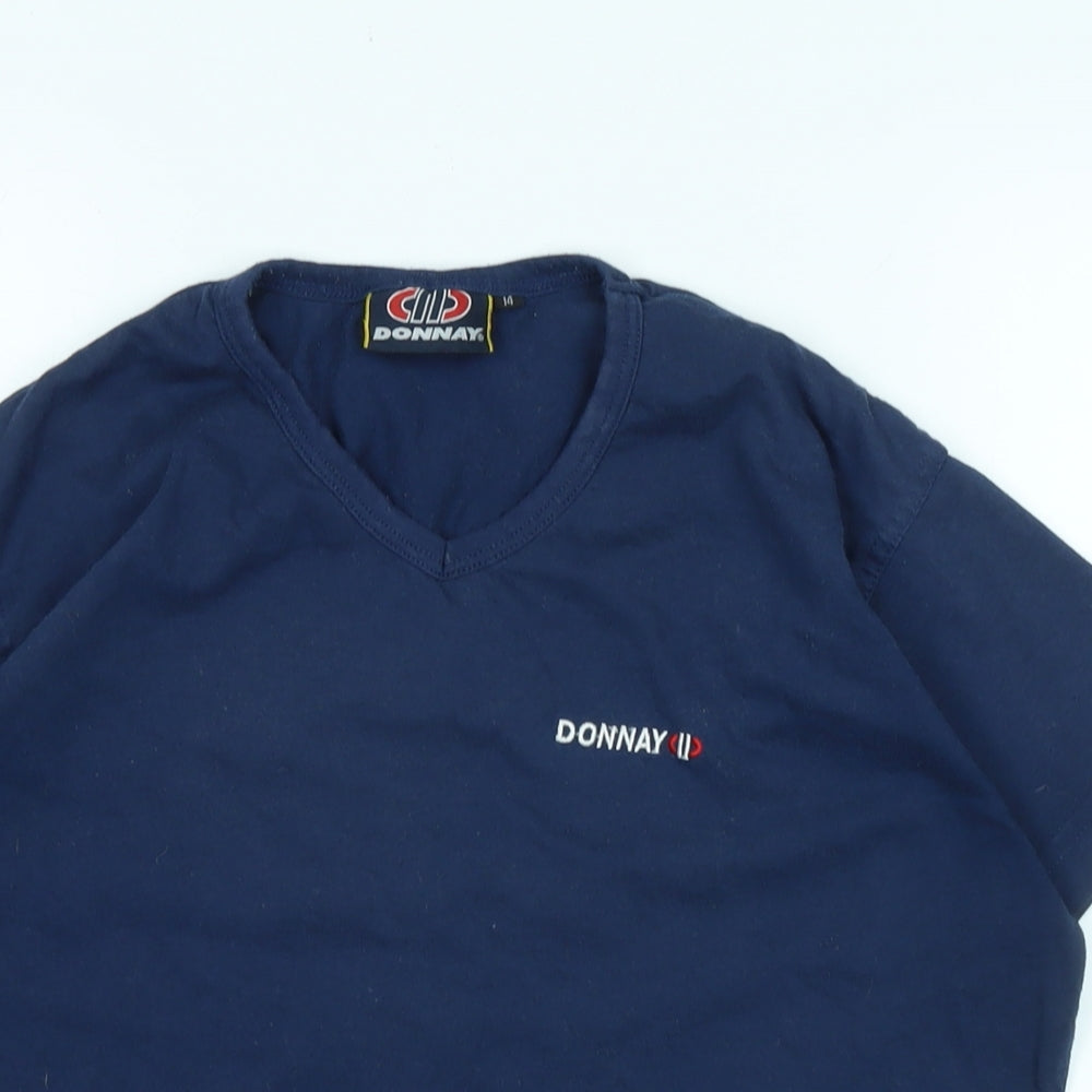 Womens UK Size 14 Donnay Blue Basic T-Shirt