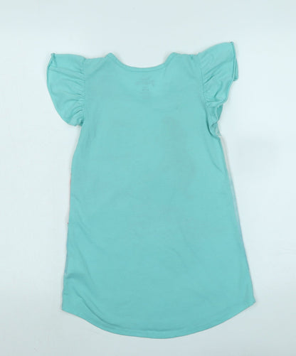 Disney Girls Green Solid Polyester Capri Nightshirt Size 6 Years - Logo- Disney Princess