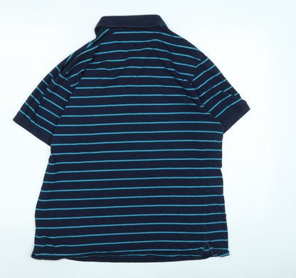 Blue Harbour Mens Blue Cotton Polo Size M Collared - Logo