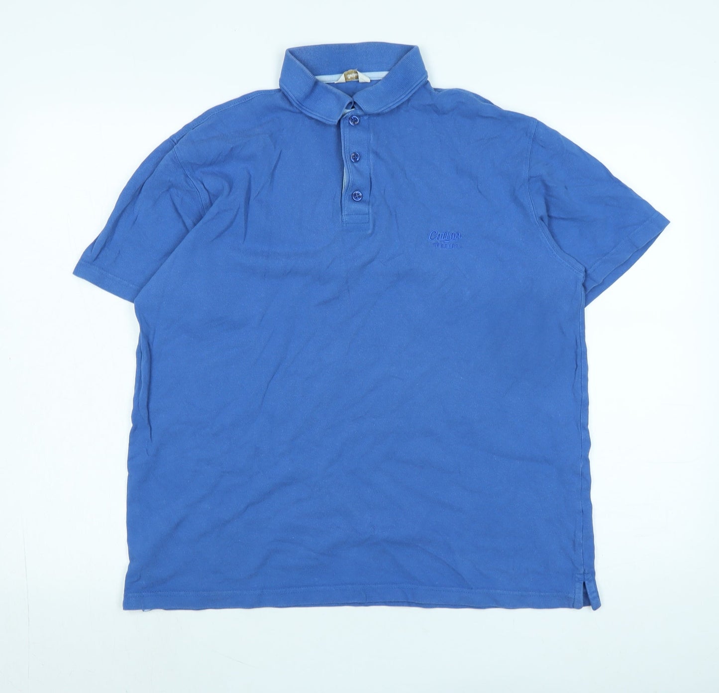 Cotton Traders Mens Blue Cotton Polo Size M Collared - Logo