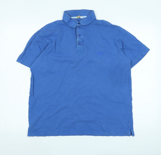 Cotton Traders Mens Blue Cotton Polo Size M Collared - Logo