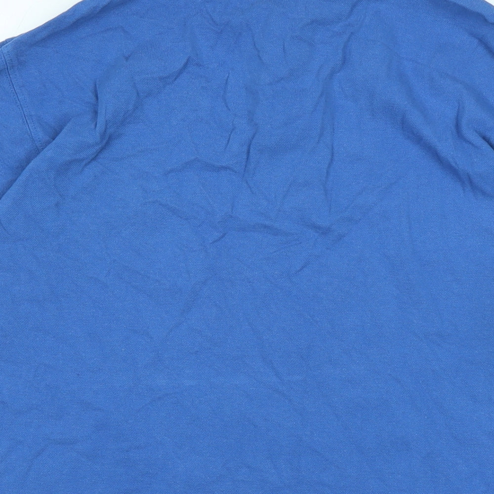 Cotton Traders Mens Blue Cotton Polo Size M Collared - Logo
