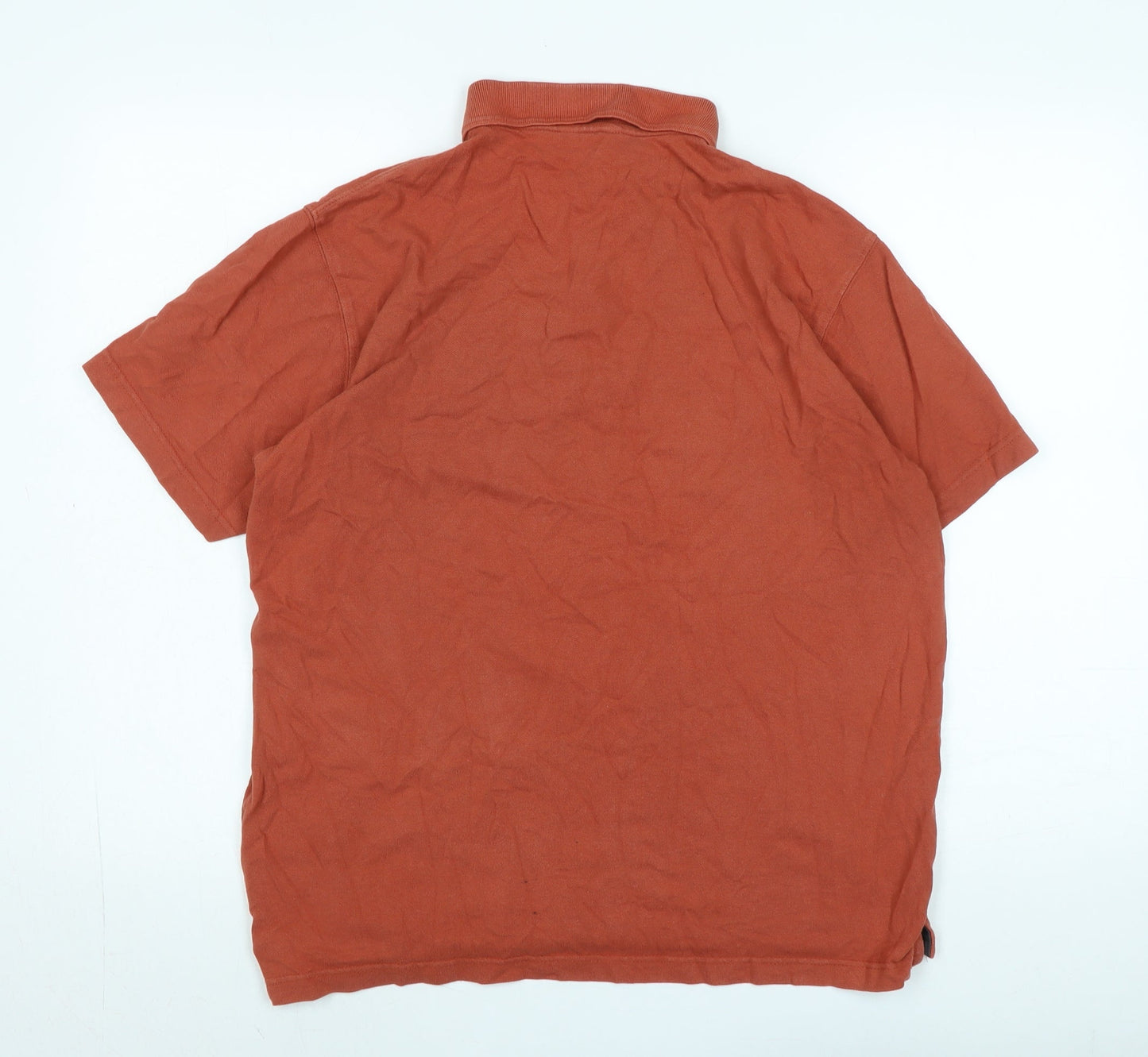 Cotton Traders Mens Brown Cotton Polo Size M Collared Button - Logo