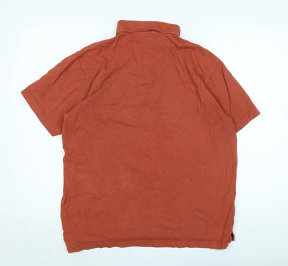 Cotton Traders Mens Brown Cotton Polo Size M Collared Button - Logo