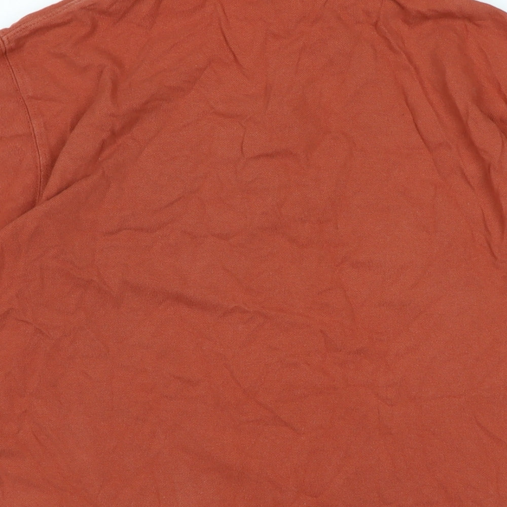 Cotton Traders Mens Brown Cotton Polo Size M Collared Button - Logo