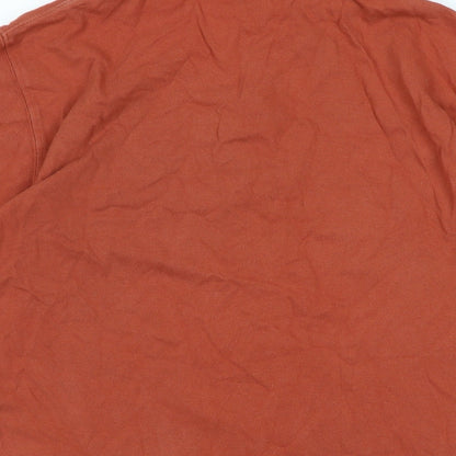 Cotton Traders Mens Brown Cotton Polo Size M Collared Button - Logo