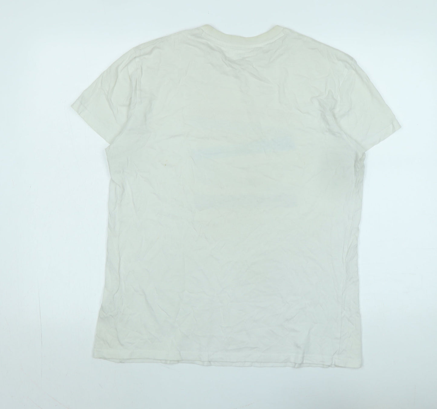 kin Mens Ivory Cotton T-Shirt Size M Crew Neck - Logo