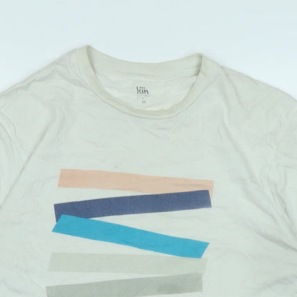 kin Mens Ivory Cotton T-Shirt Size M Crew Neck - Logo