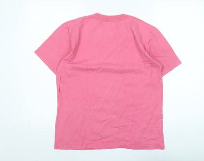 Amor Lux Womens Pink Cotton Basic T-Shirt Size M Crew Neck - Logo