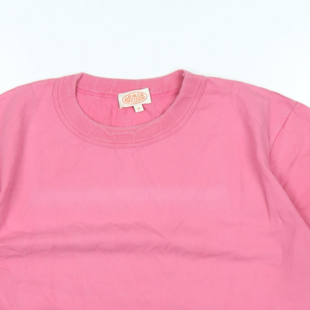 Amor Lux Womens Pink Cotton Basic T-Shirt Size M Crew Neck - Logo