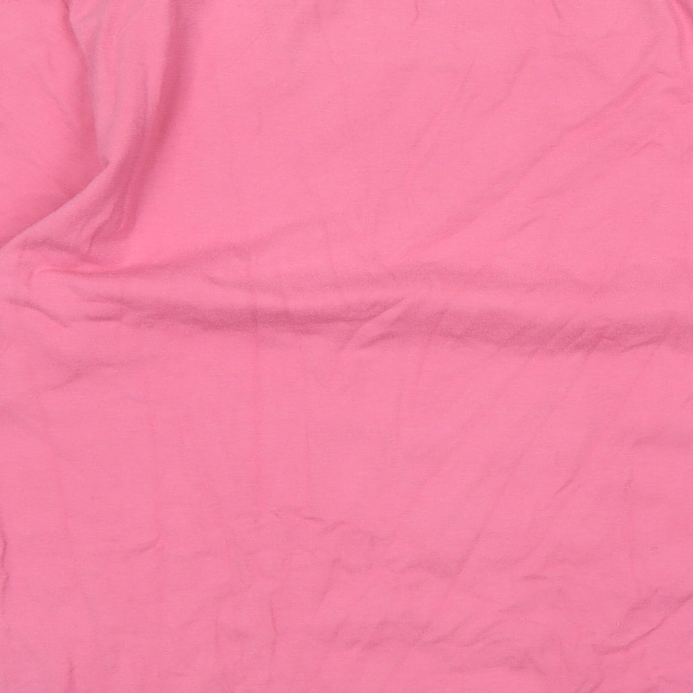 Amor Lux Womens Pink Cotton Basic T-Shirt Size M Crew Neck - Logo