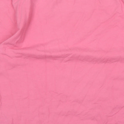 Amor Lux Womens Pink Cotton Basic T-Shirt Size M Crew Neck - Logo