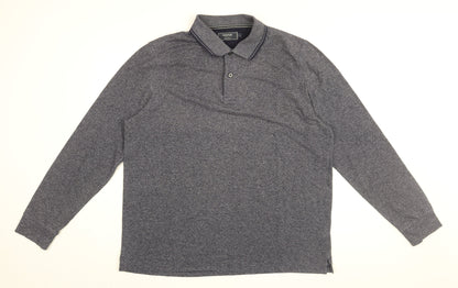 Maine Mens Blue Cotton Polo Size L Collared Button