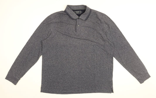 Maine Mens Blue Cotton Polo Size L Collared Button