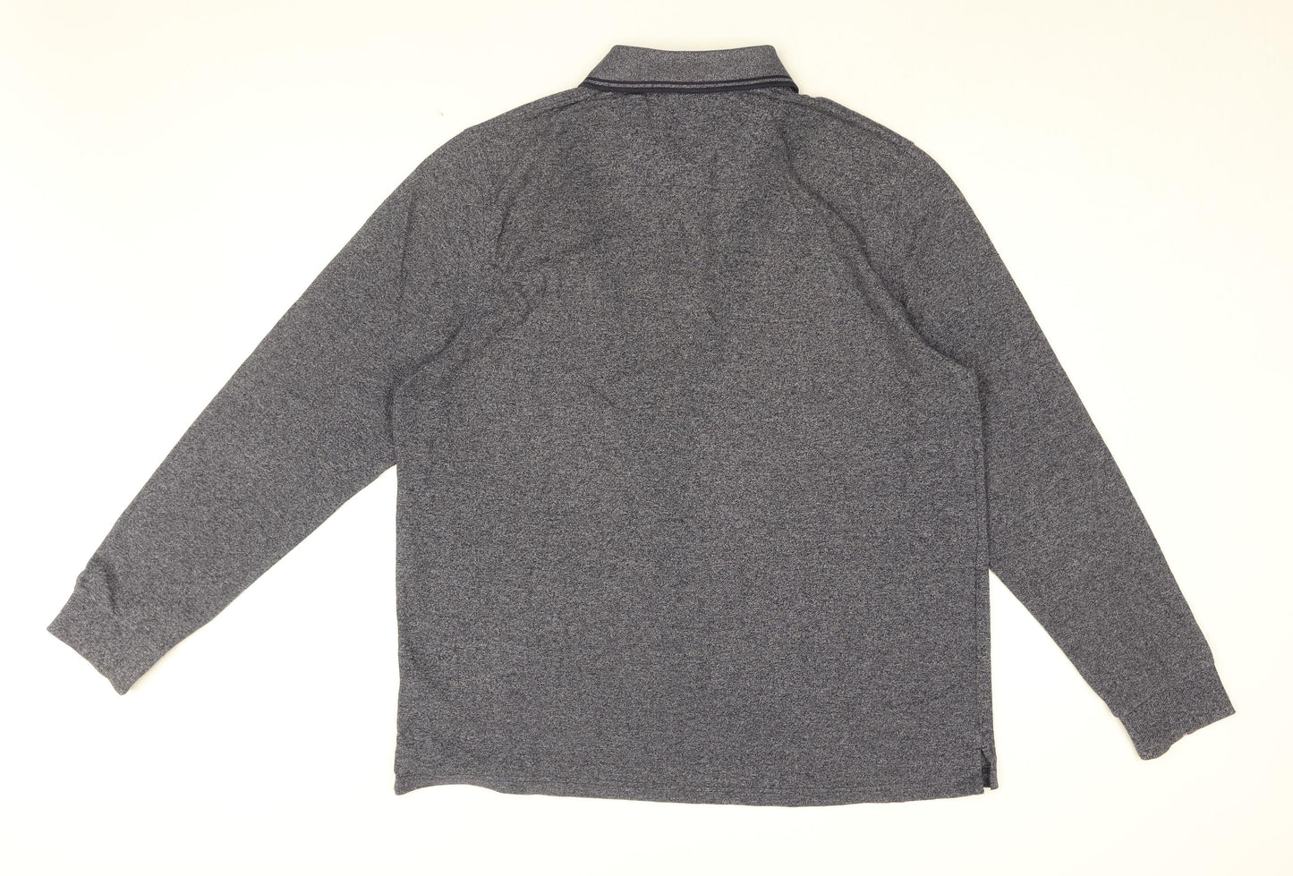 Maine Mens Blue Cotton Polo Size L Collared Button