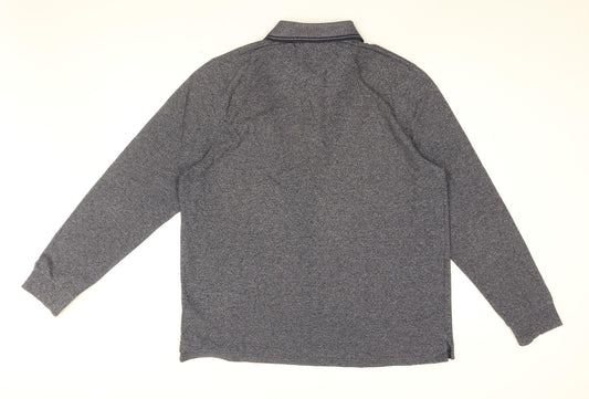 Maine Mens Blue Cotton Polo Size L Collared Button