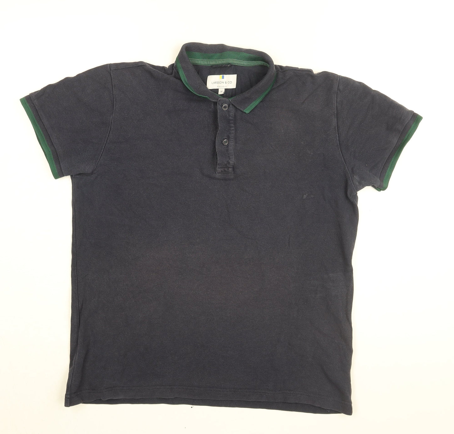 Larsson & Co Mens Blue Cotton Polo Size M Collared Button