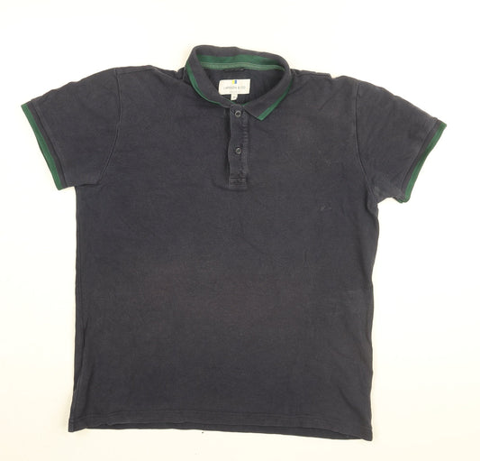 Larsson & Co Mens Blue Cotton Polo Size M Collared Button