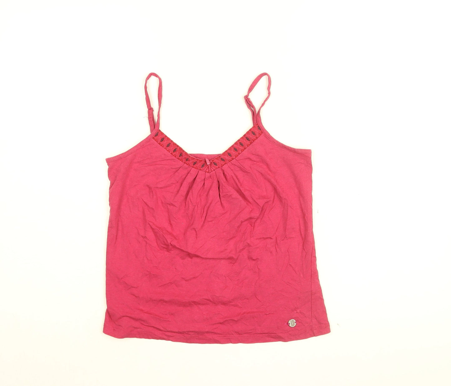 Betty Jackson Black Womens Pink Cotton Camisole T-Shirt Size 10 V-Neck