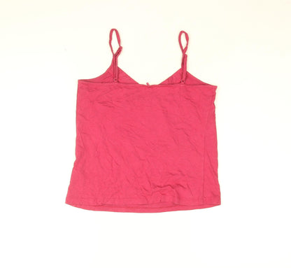 Betty Jackson Black Womens Pink Cotton Camisole T-Shirt Size 10 V-Neck