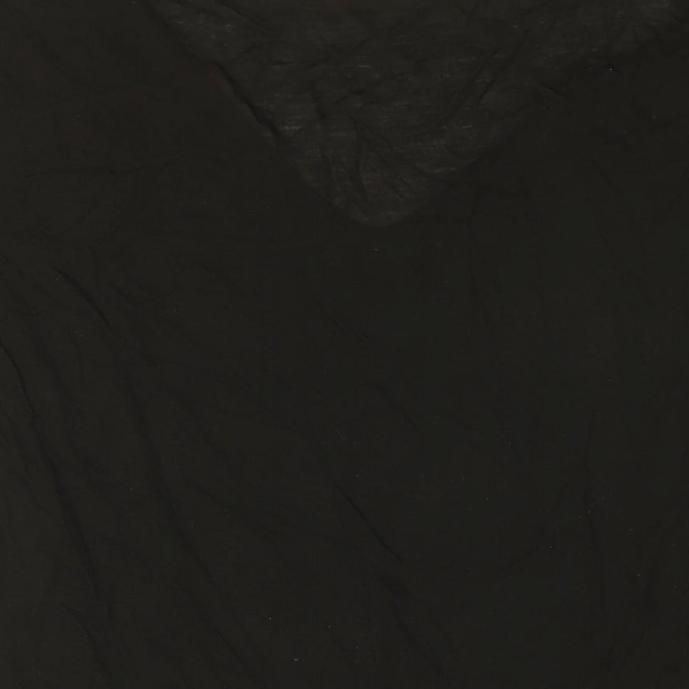 Stefanel Womens Black Polyester Basic T-Shirt Size XL V-Neck
