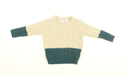 Additional front view of Minoti Baby Beige Acrylic jumper, size 12-18, Months Pullover