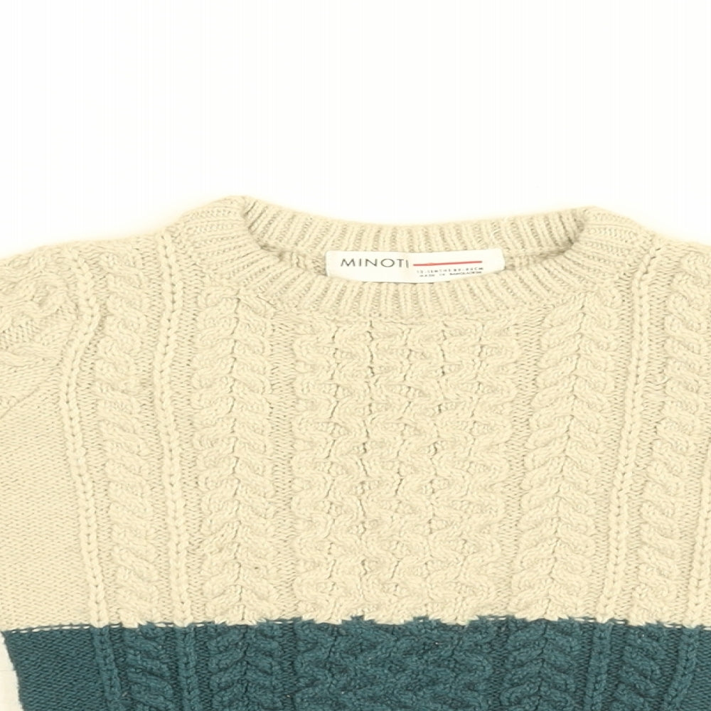 Close-up detail of Minoti Baby Beige Acrylic jumper, size 12-18, Months Pullover