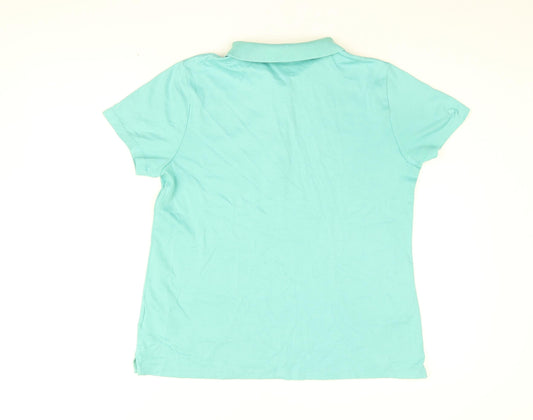 Lands' End Mens Blue Cotton T-Shirt Size M Collared