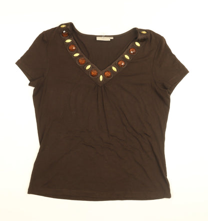 Womens UK Size M CC Brown Basic T-Shirt