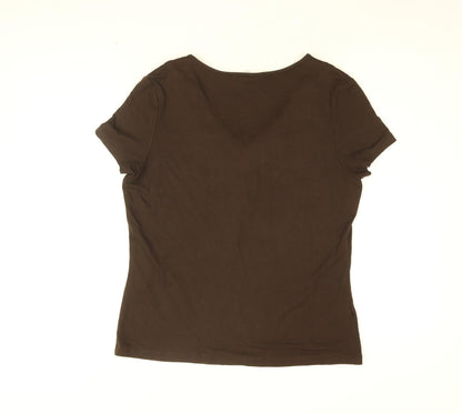 Womens UK Size M CC Brown Basic T-Shirt