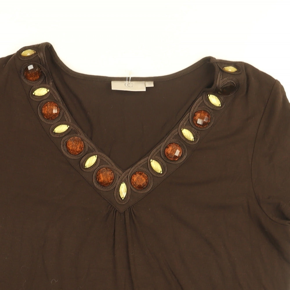 Womens UK Size M CC Brown Basic T-Shirt