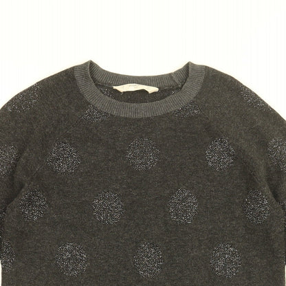 Mango Girls Grey Polka Dot Polyester Jumper Dress Size 7-8 Years Round Neck Pullover