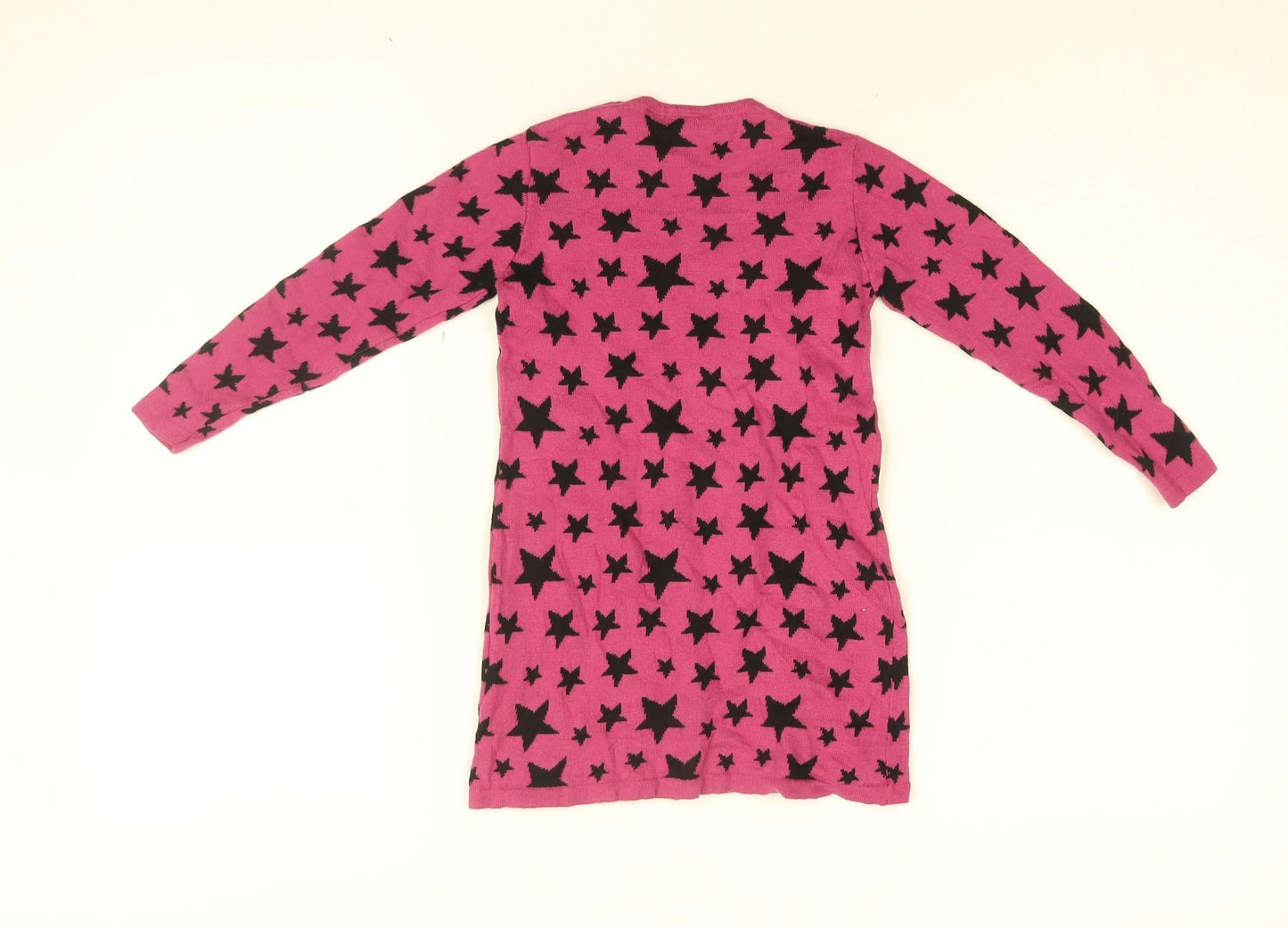 Lupilu Girls Pink Geometric Cotton Basic T-Shirt Size 12-18 Months Round Neck Button - Star print