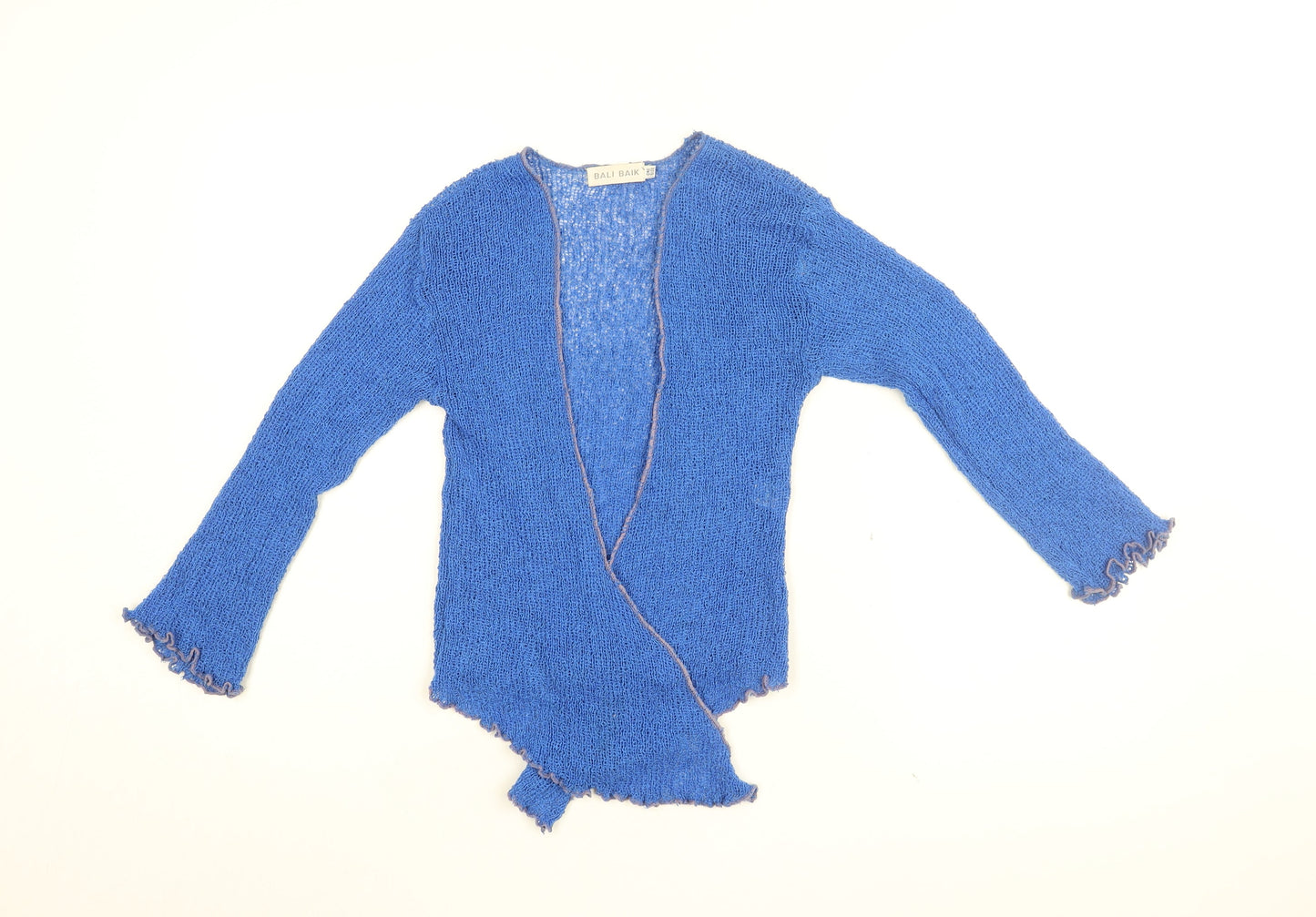 Bali Baik Womens Blue V-Neck Polyamide Cardigan Jumper One Size