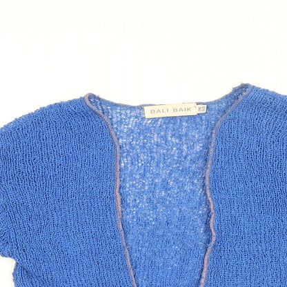 Bali Baik Womens Blue V-Neck Polyamide Cardigan Jumper One Size